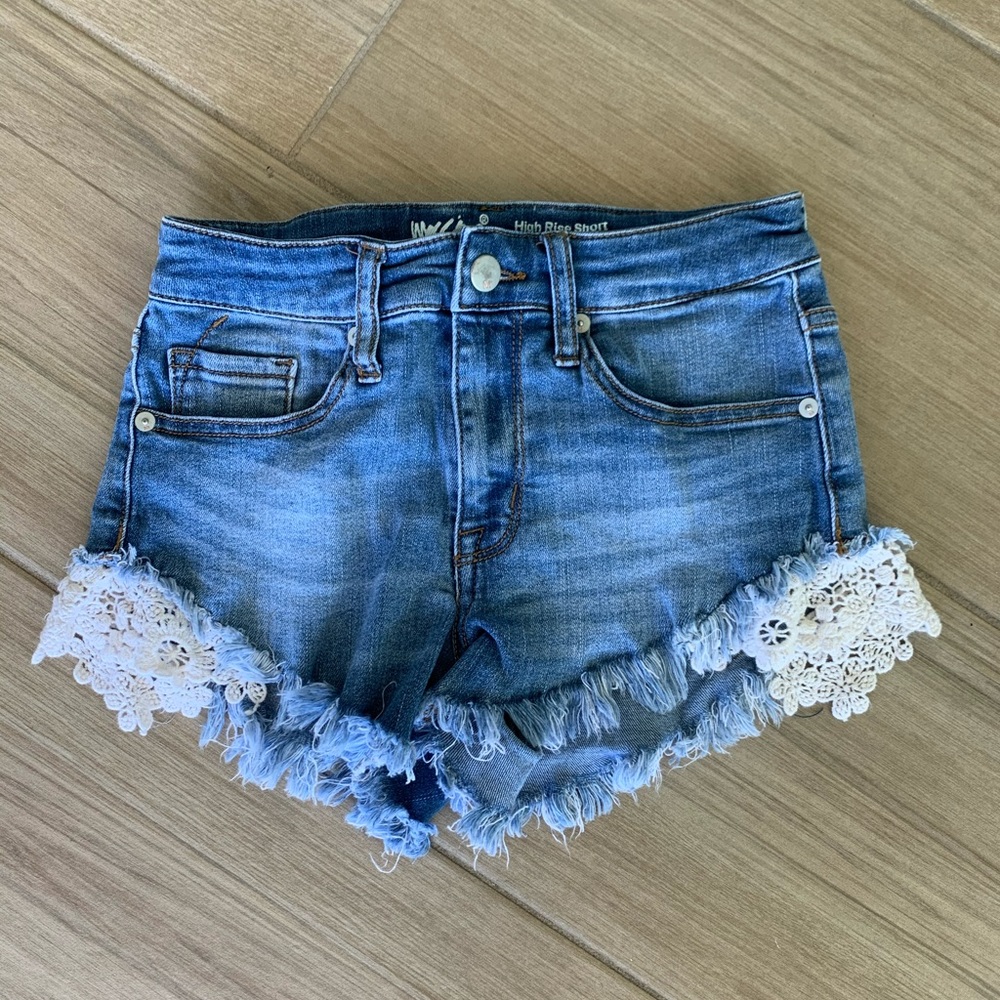 Massimo Jeans High Rise Lace Bottom Shorts